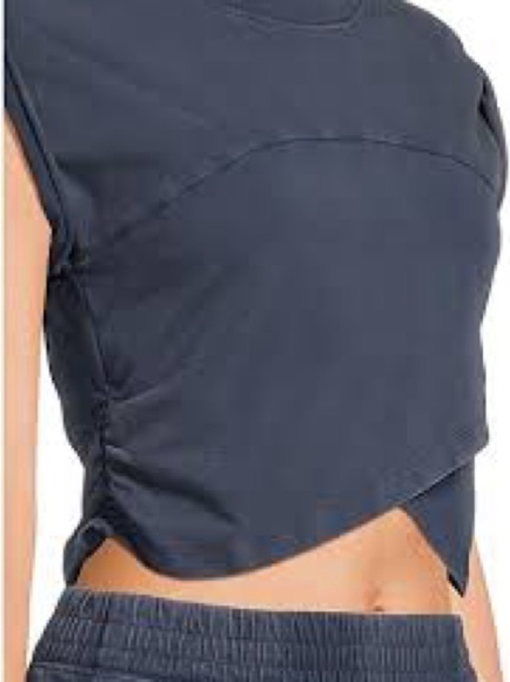 FP Movement by Free People Navy Sleeveless Ruched Crop Top